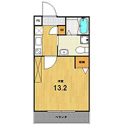 Gladvis二条式部 2階1Kの間取り