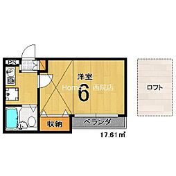 ソレイユ21四条大宮 1Kの間取図画像