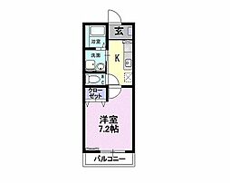 カーサ・セレノ 2階1Kの間取り