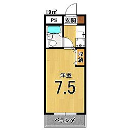 ヤングヴィレッジ嵯峨 5階1Kの間取り