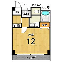 シティパル 3階1Kの間取り