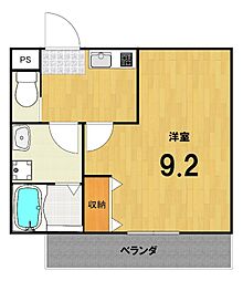 フラッティ西京極 3階1Kの間取り