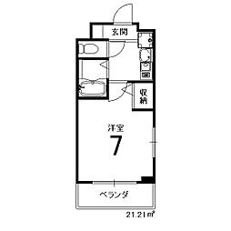 KDXレジデンス西院 3階1Kの間取り