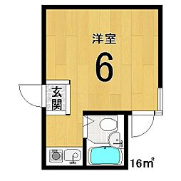 アメニティー京都1番館 1階ワンルームの間取り
