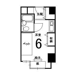 WEST-1 5階ワンルームの間取り