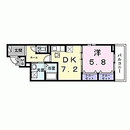 ヒカルサ京都梅津東 1DKの間取図画像