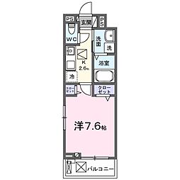 オーサム ヴィレッジ 京都桂 1Kの間取図画像