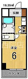 ノアズアーク京都朱雀 1Kの間取図画像