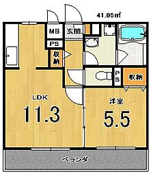 アンジュ京都天神川 1LDKの間取図画像