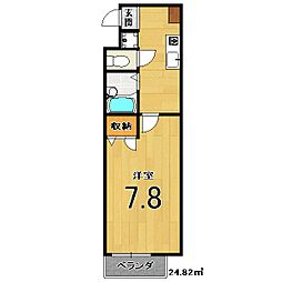 シャンテ 1Kの間取図画像