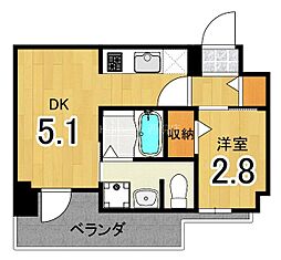 エンゼルプラザ京都太秦 1DKの間取図画像