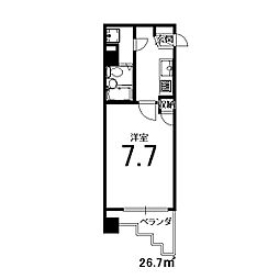 コスモフォーラム四条 1Kの間取図画像
