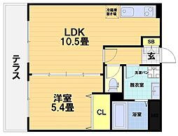 フォース桂 1LDKの間取図画像