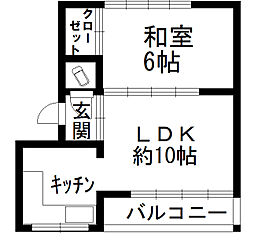 松尾アパートC 1LDKの間取図画像