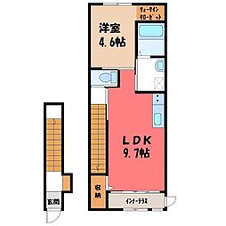 JR東北本線 小山駅 徒歩24分の賃貸アパート 2階1LDKの間取り
