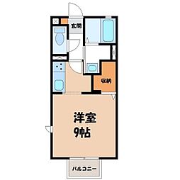 JR東北本線 小山駅 バス14分 西坪公園東下車 徒歩3分の賃貸アパート 1階1Kの間取り