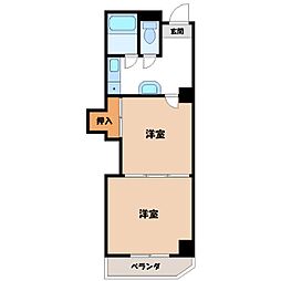 JR東北本線 小山駅 徒歩32分の賃貸マンション 5階2Kの間取り