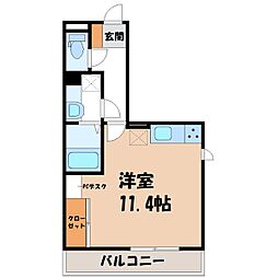 コージーコート大平 ワンルームの間取図画像