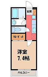 JR東北本線 小山駅 徒歩20分の賃貸アパート 1階1Kの間取り
