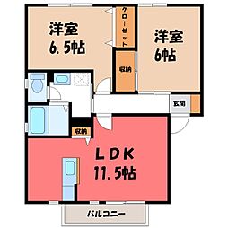 フラワーレジデンスソレイユA 2LDKの間取図画像