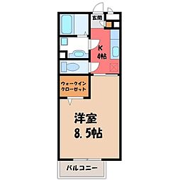 ロックパインB 1Kの間取図画像