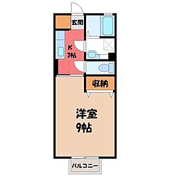 デジール2 1Kの間取図画像