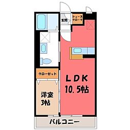 グロース小山 1LDKの間取図画像