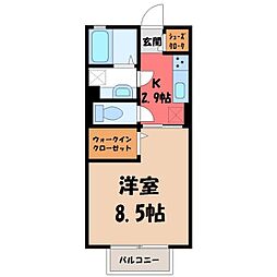 D-room思川ルージュA 1Kの間取図画像