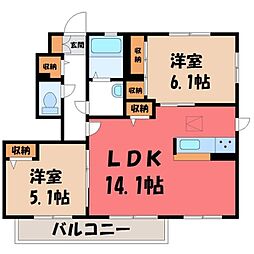 リバーカレント 2LDKの間取図画像