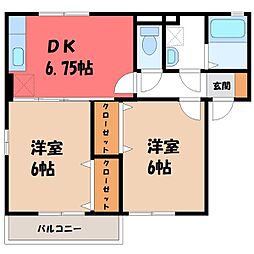 シャンベールB 2DKの間取図画像