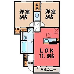ヴィラデフルール 2LDKの間取図画像