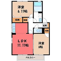 コーポマリーナB 2LDKの間取図画像