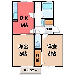 フラワーレジデンス森田八番館 2DKの間取図画像