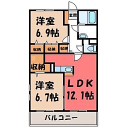 クレメントA 2LDKの間取図画像