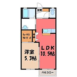 メゾン・ド・ソレイユC 1LDKの間取図画像