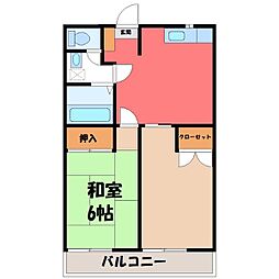 ラ・セゾン古川 2DKの間取図画像