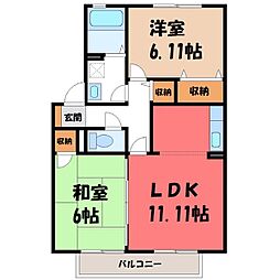 コーポマリーナB 2LDKの間取図画像
