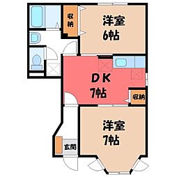 ソレアードTK 2DKの間取図画像