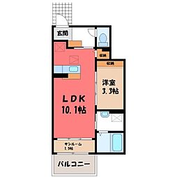 アクアーリオ 1LDKの間取図画像