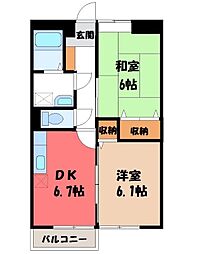 サンアメニティハウス 2DKの間取図画像