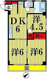 ニュー澤田ハイツA 3階3DKの間取り