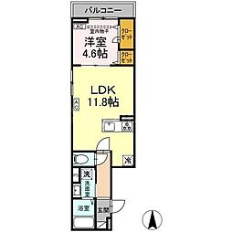 セレスティア大谷田II 1LDKの間取図画像