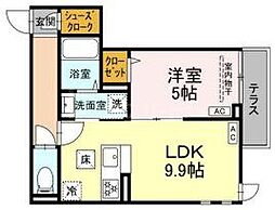 セレスティア加賀 1階1LDKの間取り