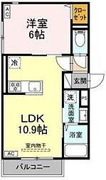 セレスティア加賀 3階1LDKの間取り