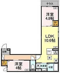 セレスティア栗原 2LDKの間取図画像