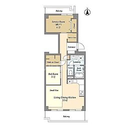 コンフォリア竹ノ塚イースト 5階1SLDKの間取り
