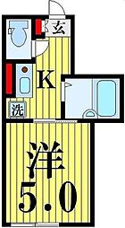レクラン五反野 3階1Kの間取り