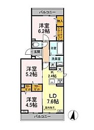 メゾン　シャルム 3階3LDKの間取り