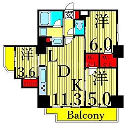 ドゥーエ南千住 6階3LDKの間取り