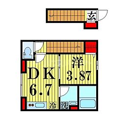 コージーコートshin 2階1DKの間取り